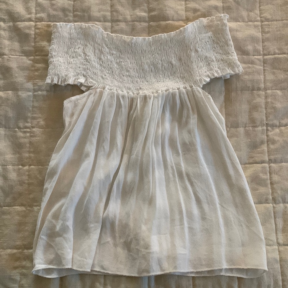 Brandy Melville White Gauzy Off Shoulder Top
